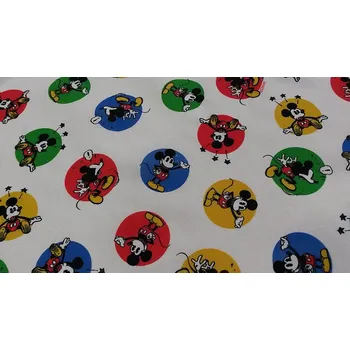 BYTEMA Bavlněná látka MICKEY MOUSE kolečka šíře 150 cm
