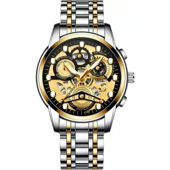Hodinky Luxusní pánské hodinky s nerezovým páskem - Stříbrná Zlatá Černá