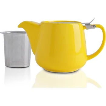 Konvice na čaj Porcelánová čajová konvice se sítkem z ušlechtilé 550 ml žlutá - VIVILINEN (Konvička na čaj s filtrem, 0,55 l, žlutá - VIVILINEN)