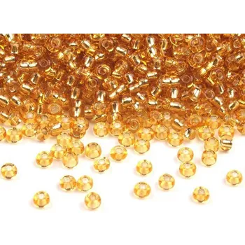 Dětské navlékací korálky Rokajl PRECIOSA zlatá s průtahem > (9/0) Ø2,6mm (sáček 20g)