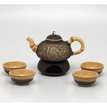 Čajová souprava Čajová souprava Drak velká černá - 4 šálky