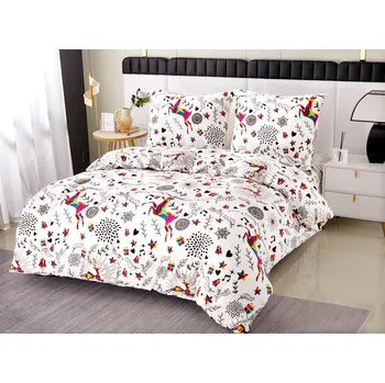 Povlečení Povlečení mikroplyš Winar bílé 140 x 200, 70 x 80 cm zipový uzávěr