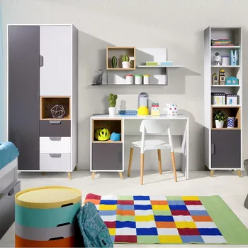 Dětský pokoj Dětský pokoj JOKER | sestava D | 4 díly | bílá/grafit/šedá/lefkas světlý