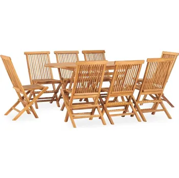 Zahradní sestava vidaXL 9dílný skládací zahradní jídelní set masivní teakové dřevo [3059969]