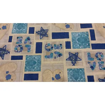 BYTEMA Dekorační látka LOVE CHRISTMAS modrá šíře 140 cm