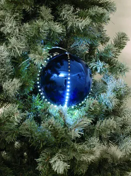Vánoční ozdoba EuroPalms sněhová LED koule 15 cm tmavě modrá