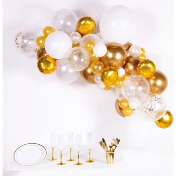 Balónek Bílozlatá balónková girlanda (4m, 66 balónků)