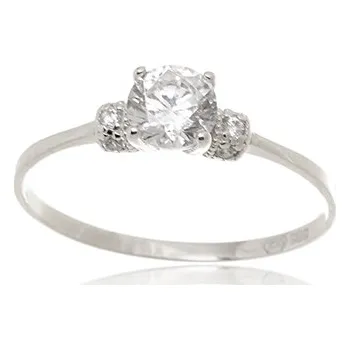 Prsten Dámský prsten z bílého zlata se zirkony PR0644F + DÁREK ZDARMA