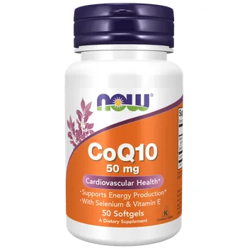 NOW Foods - CoQ10 50mg se Selenem & Vitamínem E (Koenzym Q10), 50 softgel kapslí
