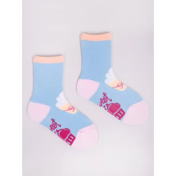 ABS ponožky YO SKA0003G protiskluzové modrorůžové s cupcakem velikosti ponožek: 15-17 (EUR vel. 23-26)