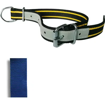 Chov hospodářského zvířete Řemen krční podšitý se zajištěním s kroužkem, 70 cm, černý se žlutými pruhy