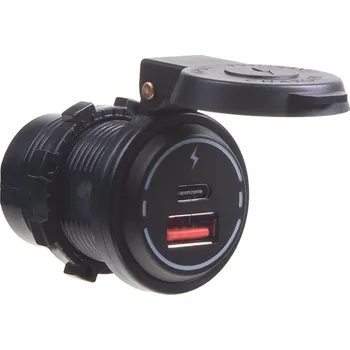 x USB QC3.0 + USB-C 18W zásuvka 12/24V, voděodolná