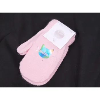 Rukavice Rukavice palčáky YO RED0236G růžové s reflexní kočičkou velikost rukavic: 12 cm