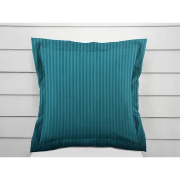 Povlak na dekorativní polštářek Damaškový povlak na polštář s lemem Atlas Gradl DM-014 Sytě petrolejový - tenké proužky 3 mm 40 x 60 cm