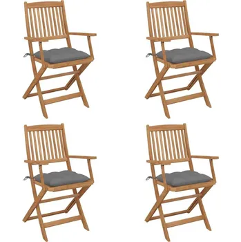 Skládací zahradní židle s poduškami 4 ks masivní akáciové dřevo Šedá 3064633