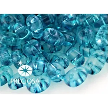 Dětské navlékací korálky Korálky/rokajl TWIN (dvoudírkový) - modrozelená průhledná > 2,5x5 mm (10g )