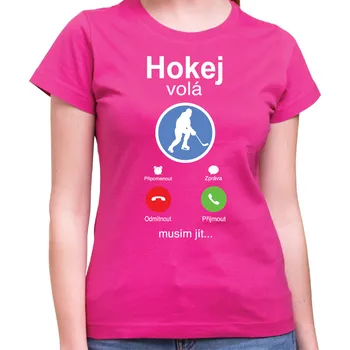 Pánské tričko Tričko - Hokej volá Phone, Barva látky růžová , Střih Dámsky, Velikost Dětské 134cm/8let