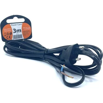 Prodlužovací kabel Solight Flexo šňůra 3m 2x0,75 černá plochá - vypínač 3m