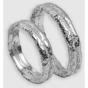 Prsten Eliška Lhotská Jewellery NEW ARCHEOLOGY Stříbrné snubní prsteny dvojité Ag 925/1000