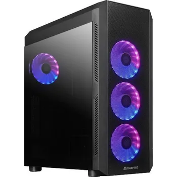 PC skříň CHIEFTEC Scorpion 4 Skříň, Middle tower, bez zdroje, ATX, 4× 120mm ARGB ventilátor, průhledná bočnice, 2× USB 3.0, 1× USB-C, černá (GL-04B-UC-OP) GL-04B-UC-OP