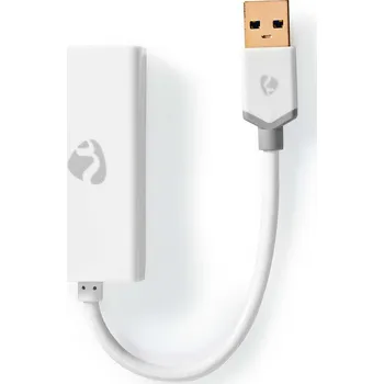 Elektrická zásuvka NEDIS USB-A Adaptér | USB 3.2 Gen 1 | USB-A Zástrčka | RJ45 Zásuvka | 1 Gbps | 0.20 m | Kulatý | Pozlacené | PVC | Bílá | Box