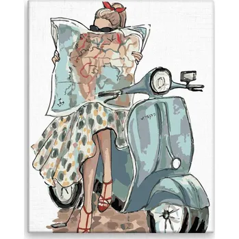 Malování podle čísel - Vespa - 40x50 cm, bez dřevěného rámu - CZ výroba