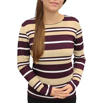 Dámská halenka Halenka Sabatti vínovo-bílá se zlatým pruhem Velikosti Sabatti: 38