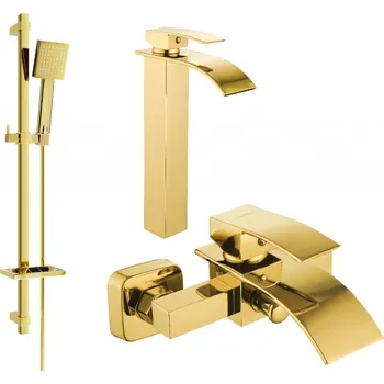 Vodovodní baterie Mexen Aries DQ45 koupelnová sada, zlatá - 744813DQ45-50 Bateriové soupravy