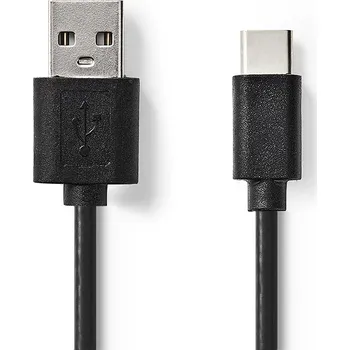 Datový kabel NEDIS USB kabel | USB 2.0 | USB-A Zástrčka | USB-C™ Zástrčka | 2.5 W | 480 Mbps | Poniklované | 2.00 m | Kulatý | PVC | Černá | Label