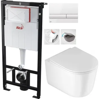 WC sada ALCA Sádromodul - předstěnový instalační systém s bílým tlačítkem M1710 + WC DEANTE Jasmin se sedátkem RIMLESS AM101/1120 M1710 JA1