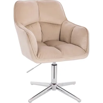 Otočné křeslo Moss velur na stříbrném kříži - béžový