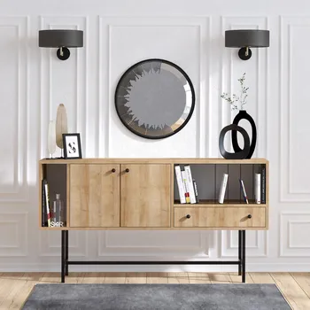 Obývací stěna ASIR Komoda FREYA dub, černá