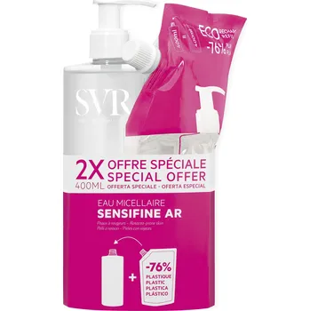 Micelární voda SVR Sensifine sada: micelární voda na odlíčení obličeje, 400 ml + zásoba micelární vody, 400 ml