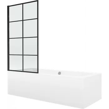 Vana Mexen Cube obdélníková vana 180 x 80 cm s krytem a jednokřídlou zástěnou 70 cm, černý vzor - 550518080X9307017077 Vany se zástěnou