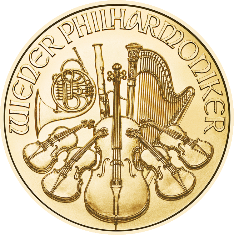 Zlatá investiční mince Wiener Philharmoniker 1 Oz - různé ročníky (Euro/ATS)
