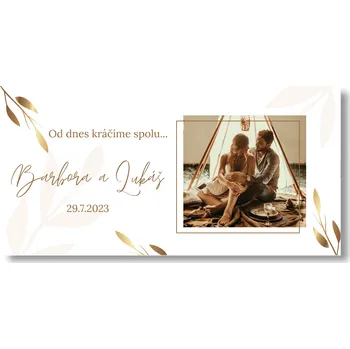 Svatební dekorace Personal Svatební banner s fotkou - Gold wedding Rozměr banner: 130 x 65 cm