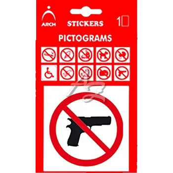 Informační tabulka informační piktogram, samolepka, "Zákaz vstupu se zbraněmi", 100x170mm
