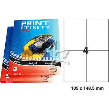 Samolepící etiketa samolepicí etikety 105,0x148,5mm/1000archů, Bílé, 4etikety/arch, Emy