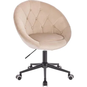 Otočné křeslo Cube velur na černé podstavě s kolečky - béžový