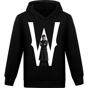Chlapecký svetr Dívčí mikina střihu "hoodie" s potiskem Wednesday Addams Barva: Černá, Velikost: 150 (11-12 let)