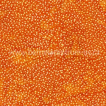 Hoffman 3019-077 bali batika puntík oranžová bavlněná látka patchwork
