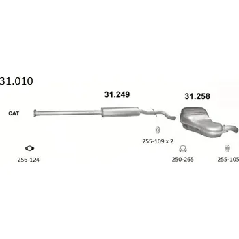Střední díl výfuku Výfuk - střední trubka výfuku (31.010)