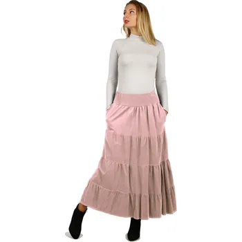 Dámská sukně Glara Dámská dlouhá manšestrová sukně 973512 růžová one size