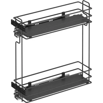 Odpadkový koš Starax Výsuvný koš s výsuvy BLUM a s tlumením - Plné dno / Antracit Pravý 200 mm Plno výsuv