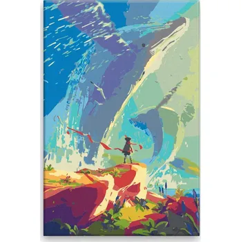 Dětské zboží Malování podle čísel - Velryby - 40x60 cm, bez dřevěného rámu - CZ výroba
