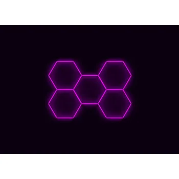 Kompletní LED hexagonové svítidlo růžové, rozměr: 5 elementů 238 x 168 cm