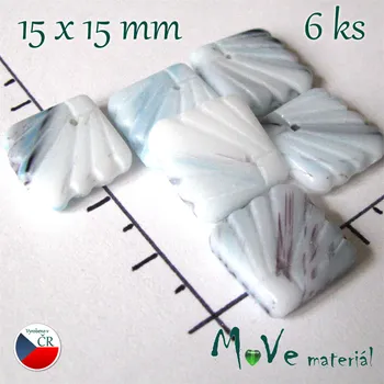 Dětské navlékací korálky České skleněné lístečky žíhané 15x15 mm 6 ks,