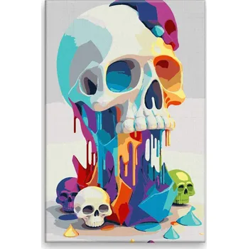 Dětské zboží Malování podle čísel - Barevná lebka - 40x60 cm, bez dřevěného rámu - CZ výroba