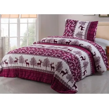 Povlečení Mikroplyšové povlečení sob červený 140 x 200, 70 x 90 cm zipový uzávěr