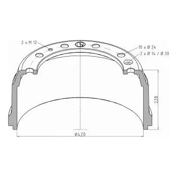 Brzdový buben Brzdový buben 420x166x228/285/335/24x10 DAF 95 4117
